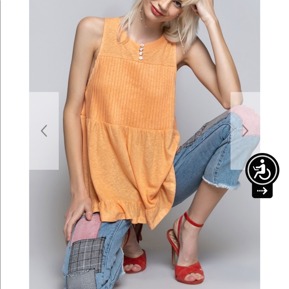POL Front Pleated Top